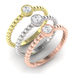 14k Gold Beaded Bezel Diamond Stackable Wedding Band Ring ABB-142-D  - Abtin & Co.
