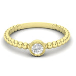14k Gold Beaded Bezel Diamond Stackable Wedding Band Ring ABB-142-D  - Abtin & Co.