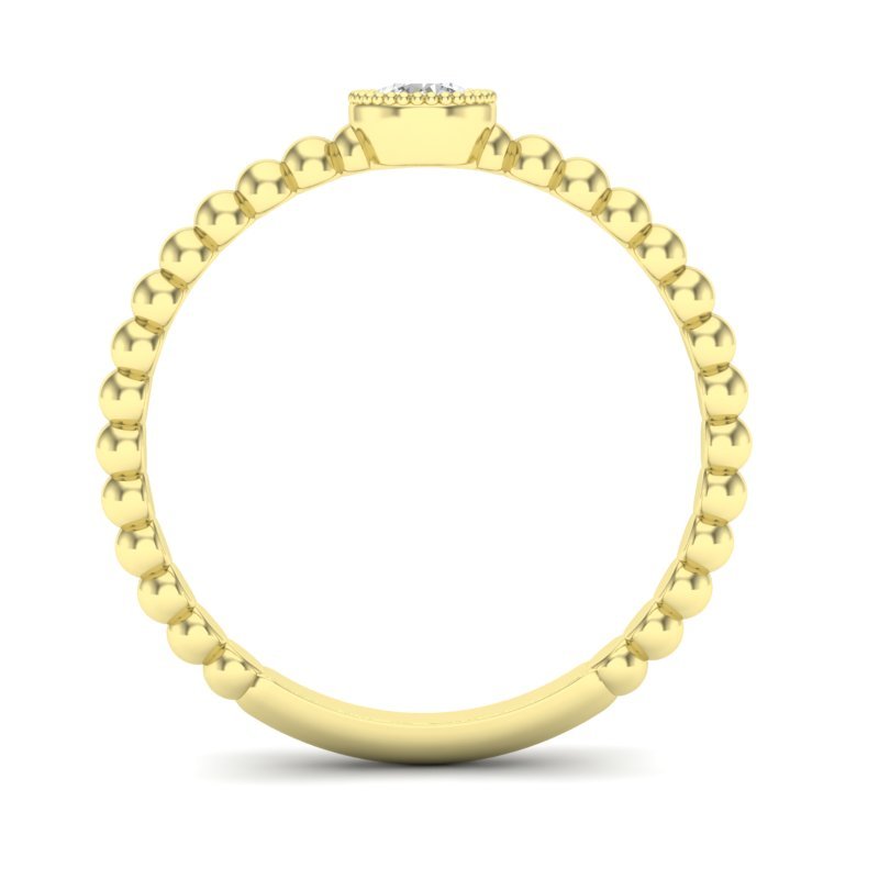 14k Gold Beaded Bezel Diamond Stackable Wedding Band Ring ABB-142-D  - Abtin & Co.