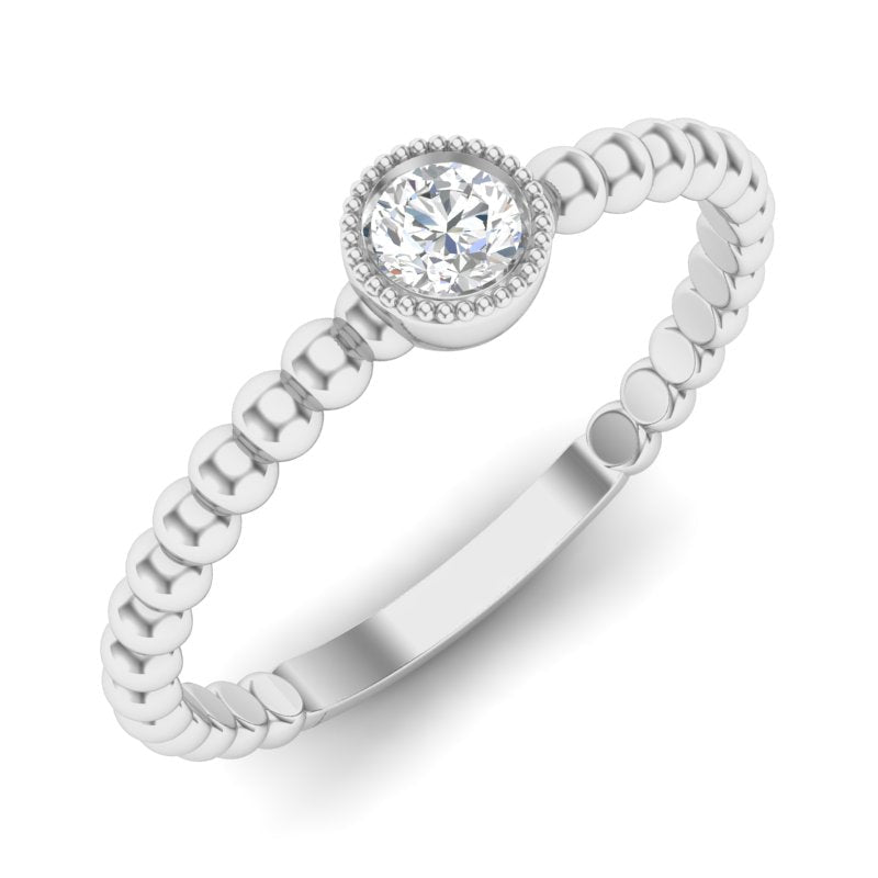 14k Gold Beaded Bezel Diamond Stackable Wedding Band Ring ABB-142-D  - Abtin & Co.