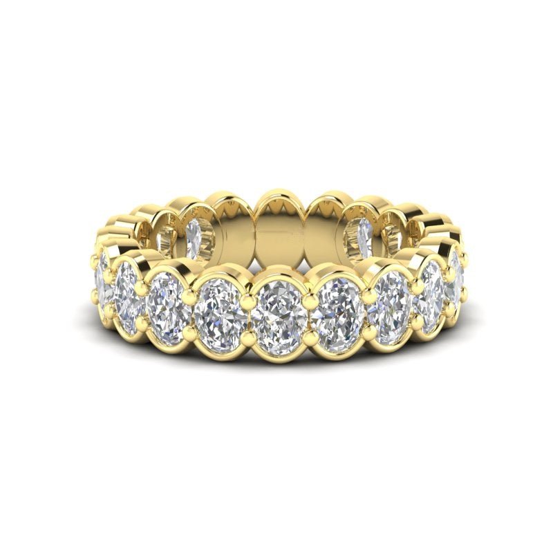 14K Gold Bezel Oval Diamond Ring Wedding Band Ring ABB-421.2-D  - Abtin & Co.