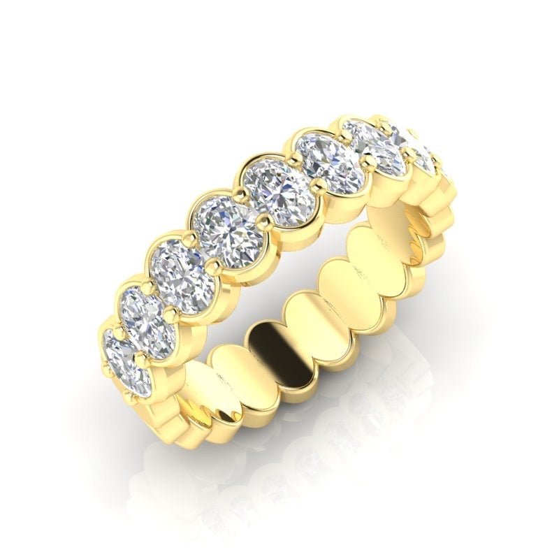 14K Gold Bezel Oval Diamond Ring Wedding Band Ring ABB-421.1-D  - Abtin & Co.