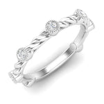 14k Gold Bezel Set Diamond Petite Twist Stackable Ring Wedding Band Ring ABB-203-D  - Abtin & Co.