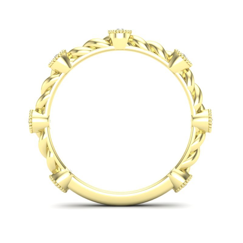 14k Gold Bezel Set Diamond Petite Twist Stackable Ring Wedding Band Ring ABB-203-D  - Abtin & Co.