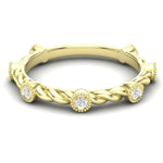 14k Gold Bezel Set Diamond Petite Twist Stackable Ring Wedding Band Ring ABB-203-D  - Abtin & Co.