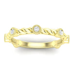 14k Gold Bezel Set Diamond Petite Twist Stackable Ring Wedding Band Ring ABB-203-D  - Abtin & Co.
