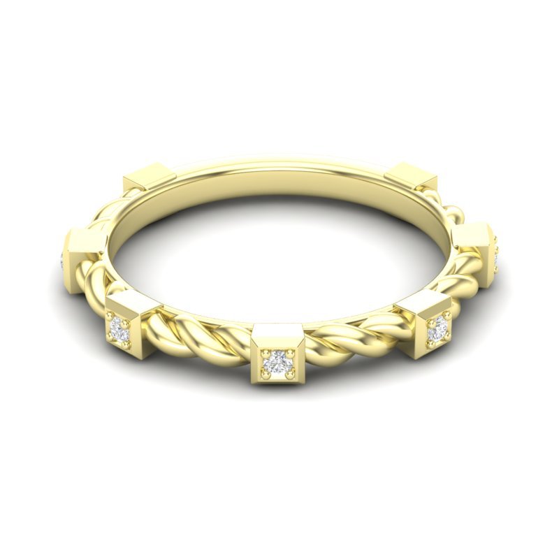 14k Gold Bezel Set Diamond Petite twist Stackable Wedding Band Ring ABB-201-D  - Abtin & Co.