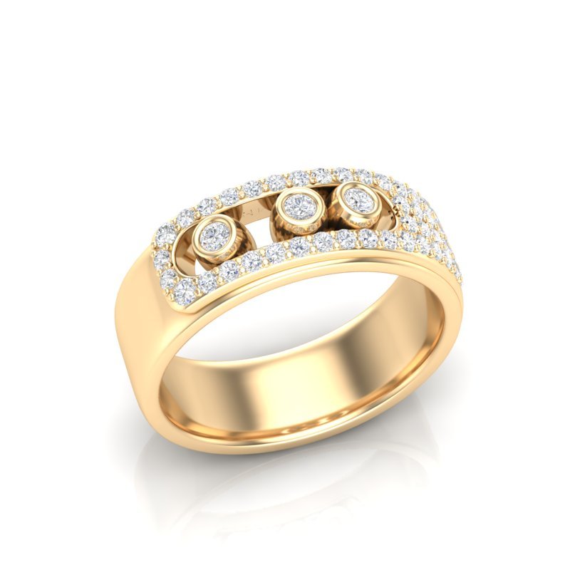 14k Gold Bezel Set Diamond Ring Ring ABB-205-D  - Abtin & Co.