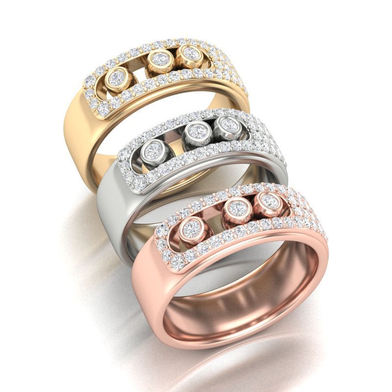 14k Gold Bezel Set Diamond Ring Ring ABB-205-D  - Abtin & Co.