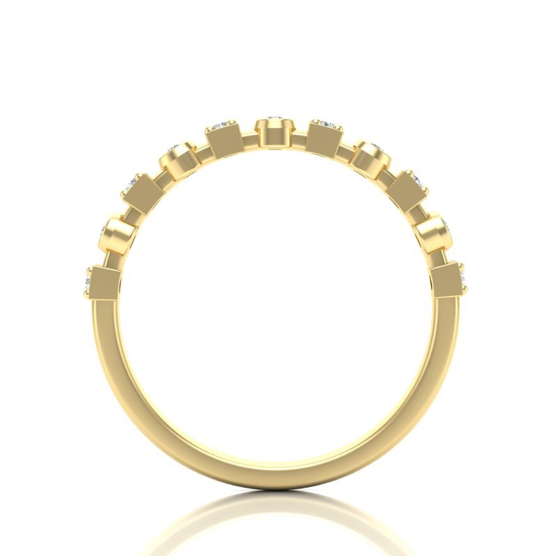 14k Gold Bezel Set Diamond Stackable Ring Wedding Band Ring ABB-155.1-D  - Abtin & Co.