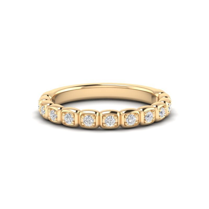 14k Gold Bezel Set Diamond Stackable Ring Wedding Band Ring ABB-216-D  - Abtin & Co.