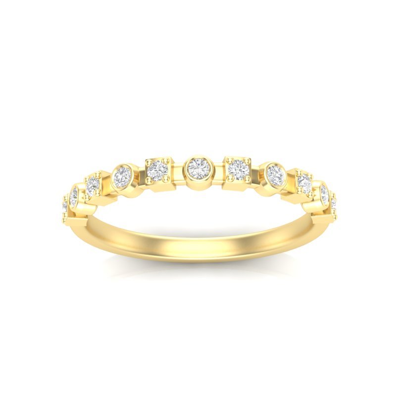 14k Gold Bezel Set Diamond Stackable Ring Wedding Band Ring ABB-155.1-D  - Abtin & Co.