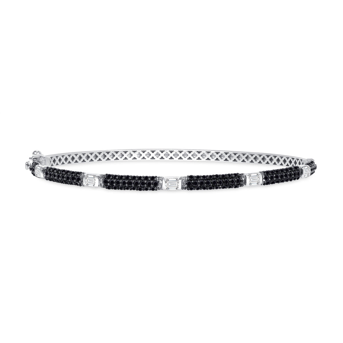 14K Gold Black Diamond and White Diamond Bangle Bangle ABA-20W-BDD  - Abtin & Co.
