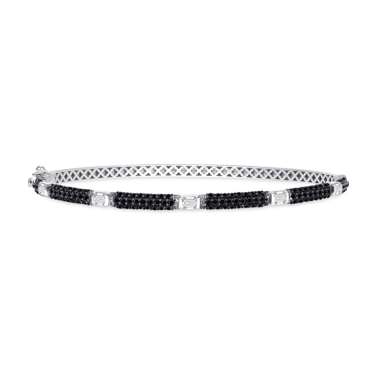 14K Gold Black Diamond and White Diamond Bangle Bangle ABA-20W-BDD  - Abtin & Co.
