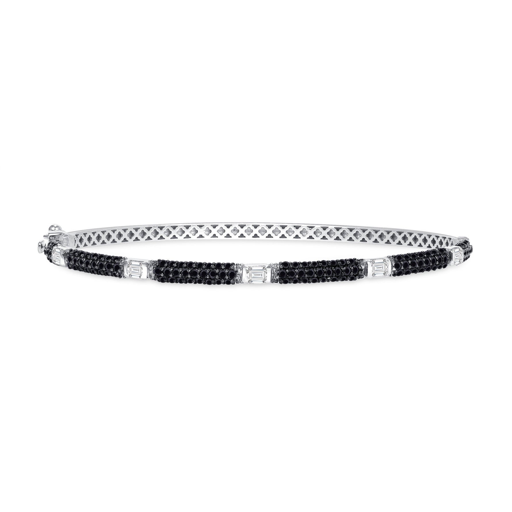 14K Gold Black Diamond and White Diamond Bangle Bangle ABA-20W-BDD  - Abtin & Co.