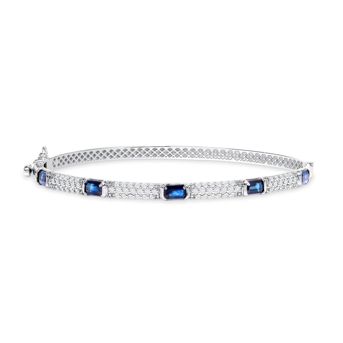 14K Gold Blue Sapphire and Diamond Bangle Bangle ABA-21W-BSD  - Abtin & Co.