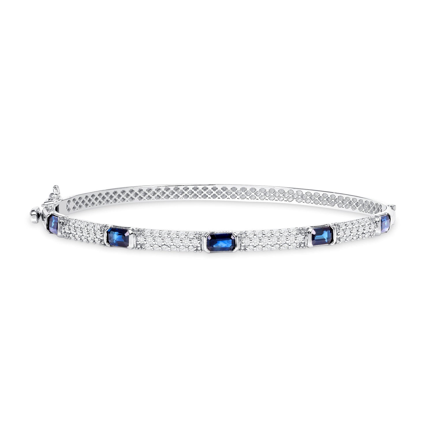 14K Gold Blue Sapphire and Diamond Bangle Bangle ABA-21W-BSD  - Abtin & Co.