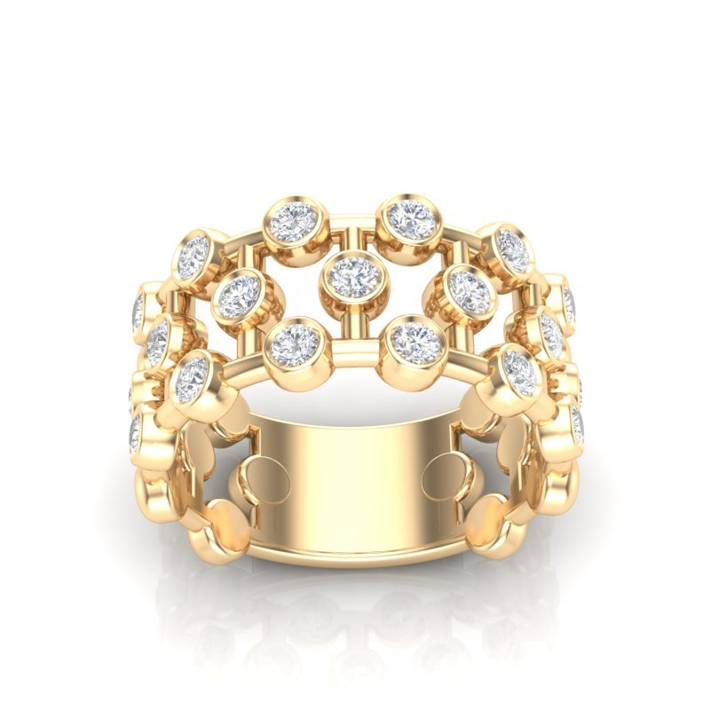 14k Gold Bubble Bezel Set Diamond Ring Ring ABB-218-D  - Abtin & Co.