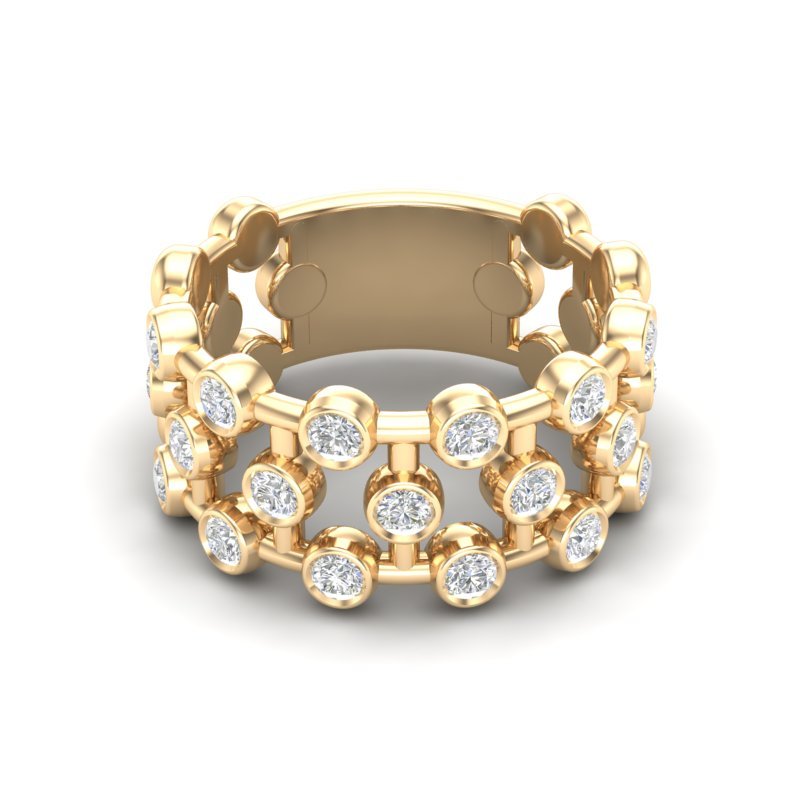 14k Gold Bubble Bezel Set Diamond Ring Ring ABB-218-D  - Abtin & Co.