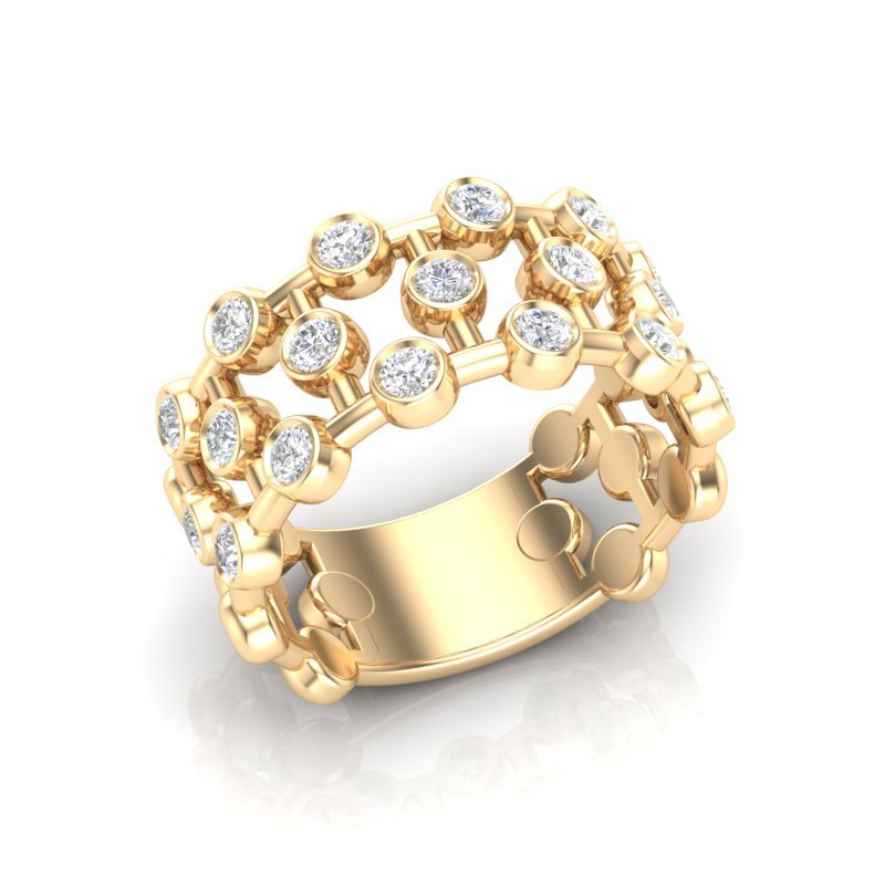 14k Gold Bubble Bezel Set Diamond Ring Ring ABB-218-D  - Abtin & Co.