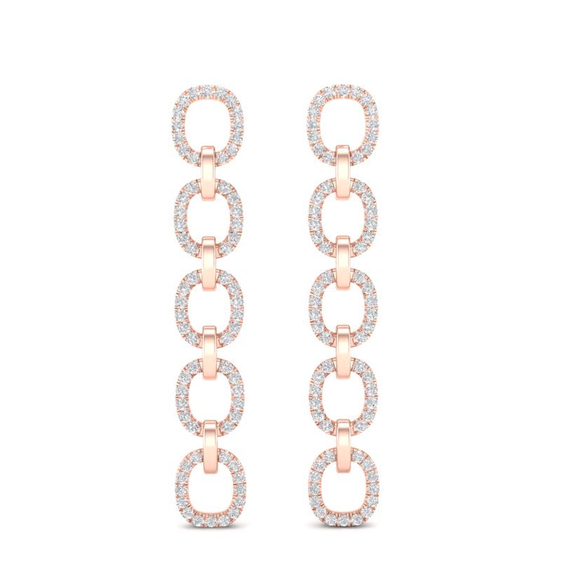 14k Gold Chain-link Diamond Drop Earrings Earring ABE-103.2R-D  - Abtin & Co.