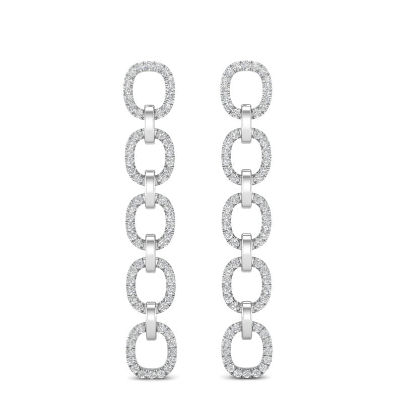 14k Gold Chain-link Diamond Drop Earrings Earring ABE-103.2W-D  - Abtin & Co.
