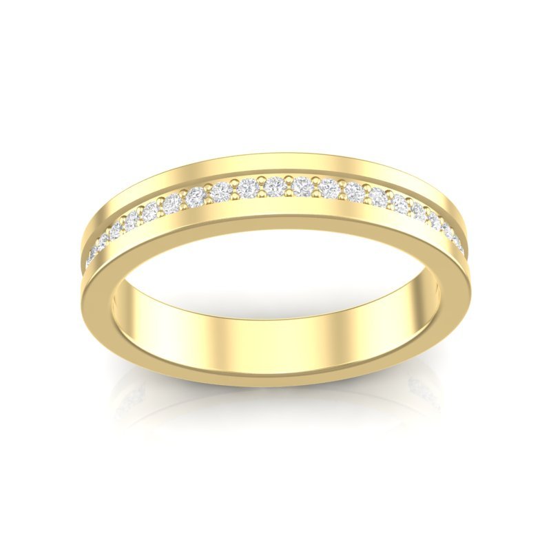 14k Gold Channel Set Diamond Stackable Ring Wedding Band Ring ABB-131-D  - Abtin & Co.