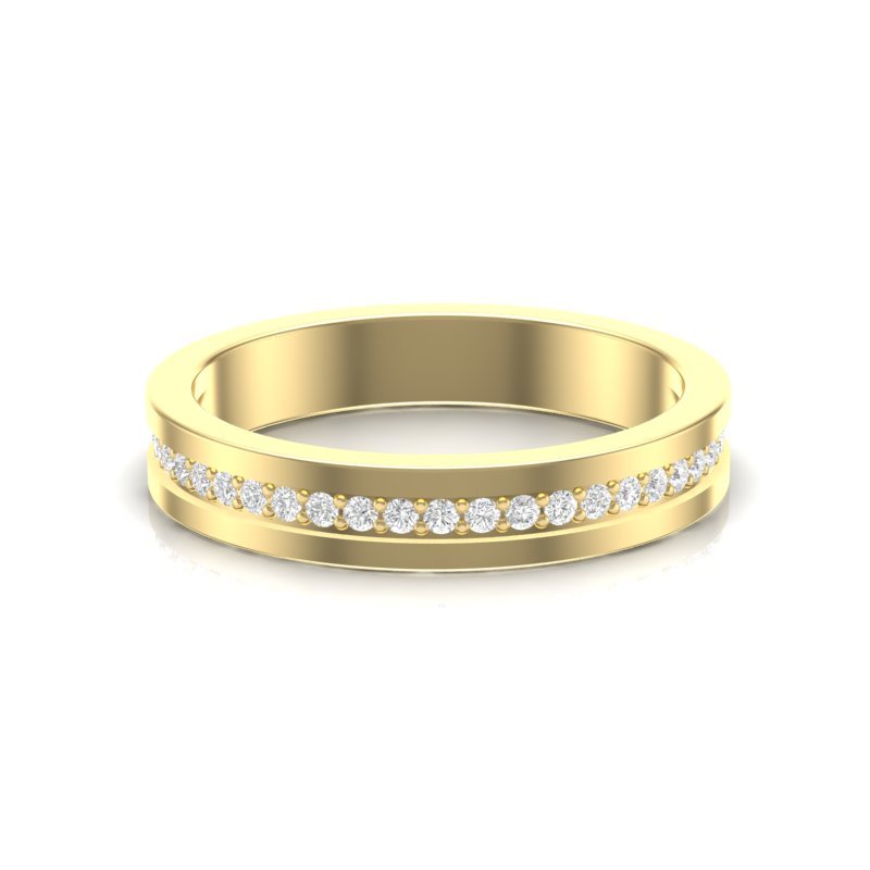 14k Gold Channel Set Diamond Stackable Ring Wedding Band Ring ABB-131-D  - Abtin & Co.