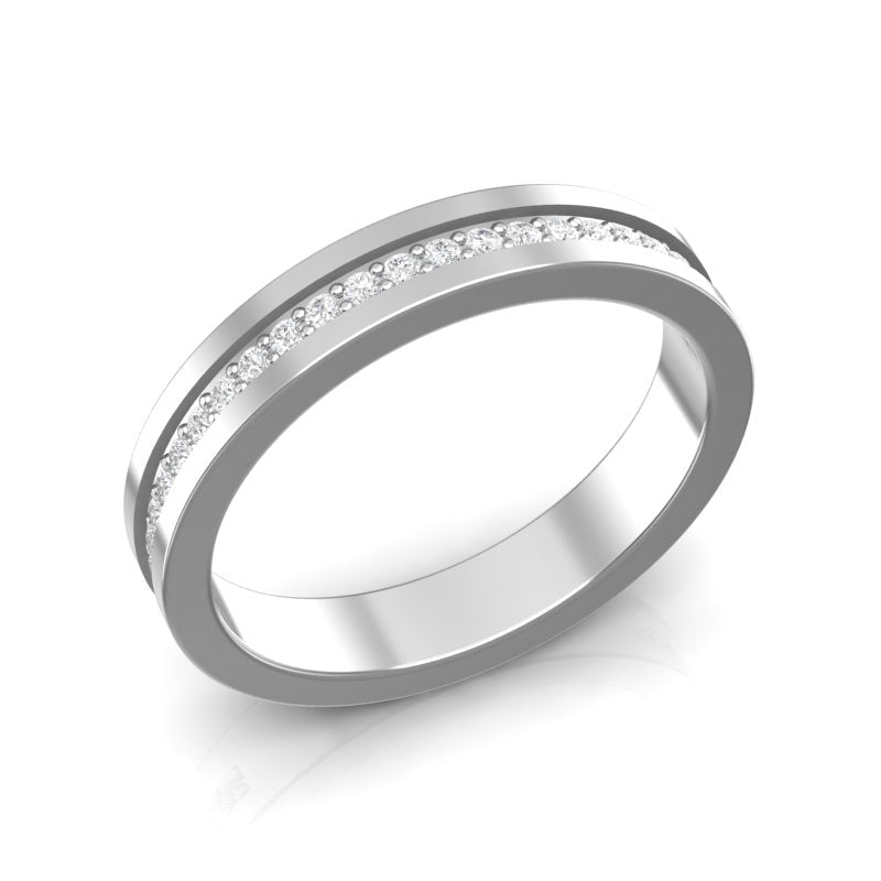 14k Gold Channel Set Diamond Stackable Ring Wedding Band Ring ABB-131-D  - Abtin & Co.
