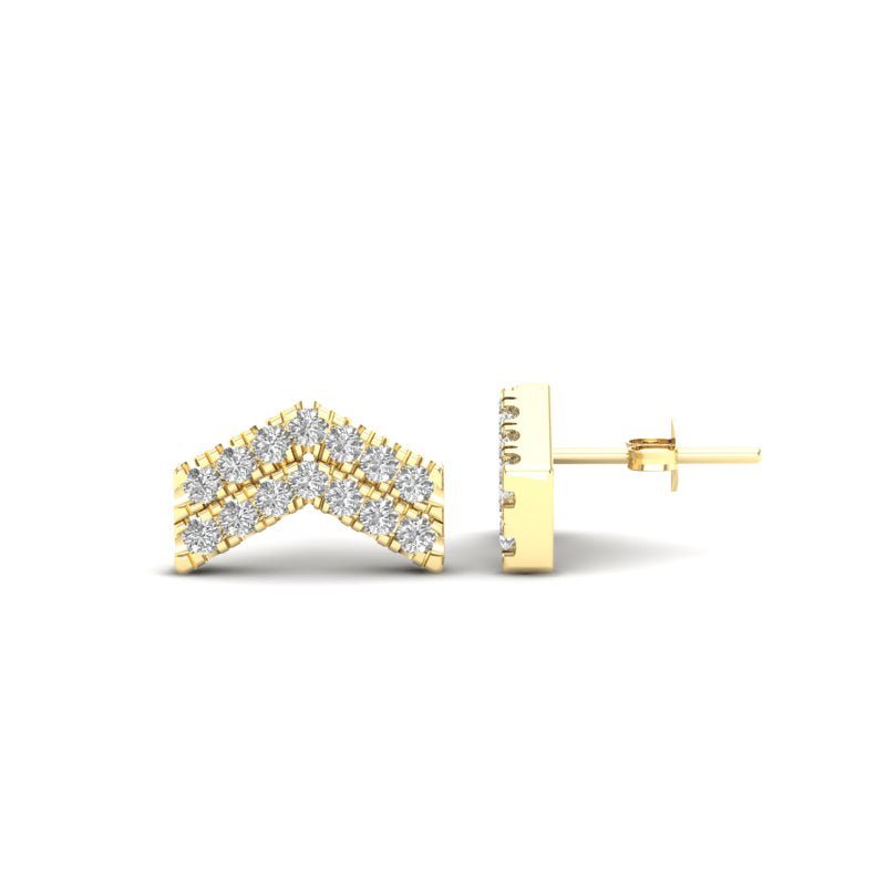 14K Gold Chevron Diamond Stud Earrings Earring   - Abtin & Co.