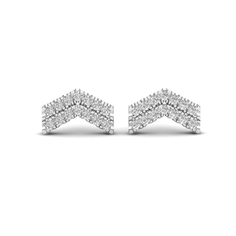 14K Gold Chevron Diamond Stud Earrings Earring   - Abtin & Co.