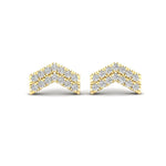 14K Gold Chevron Diamond Stud Earrings Earring   - Abtin & Co.