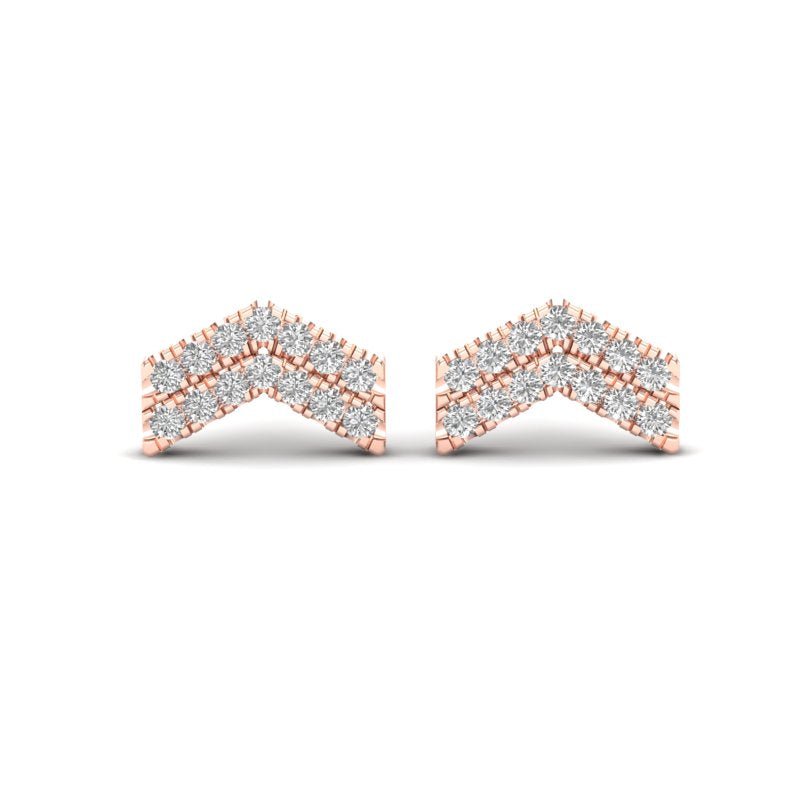 14K Gold Chevron Diamond Stud Earrings Earring   - Abtin & Co.
