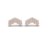 14K Gold Chevron Diamond Stud Earrings Earring   - Abtin & Co.