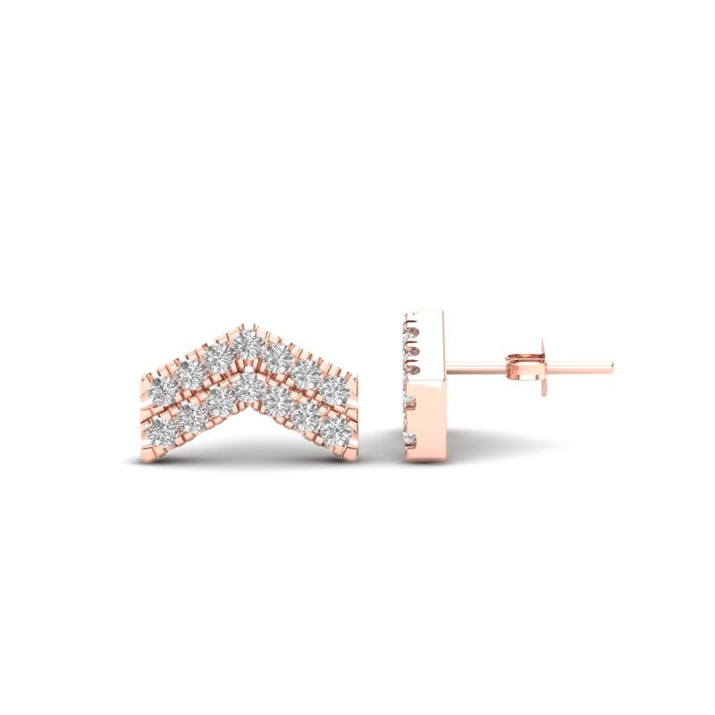 14K Gold Chevron Diamond Stud Earrings Earring   - Abtin & Co.