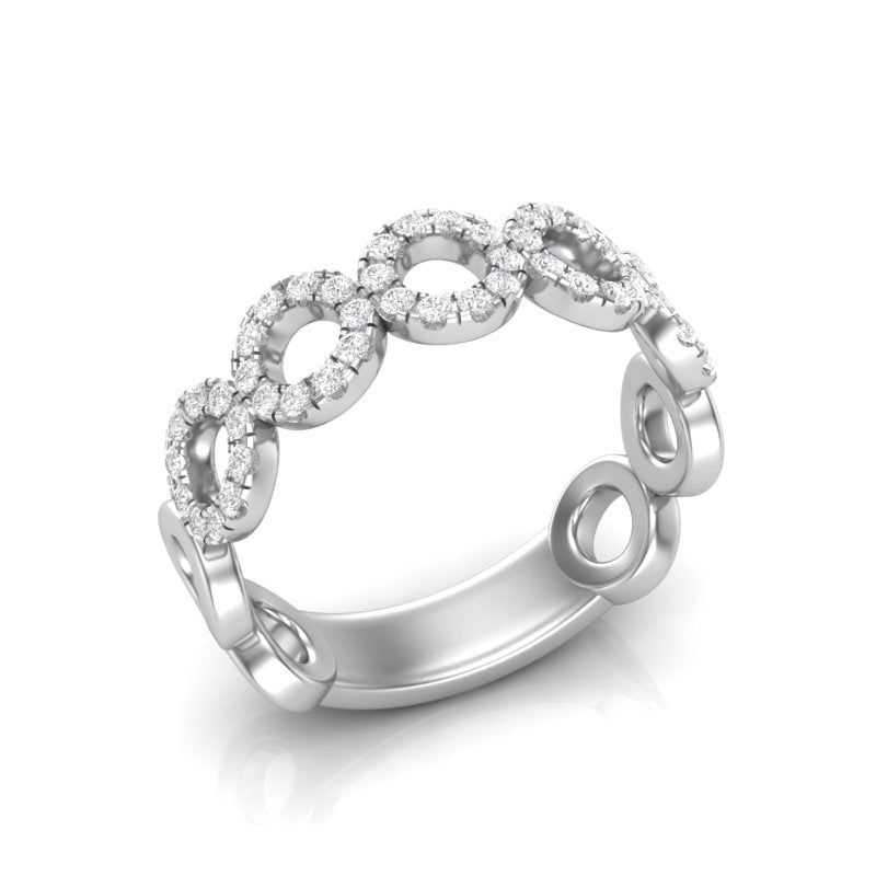14k Gold Circle Shape Diamond Stackable Ring Ring ABB-154-D  - Abtin & Co.
