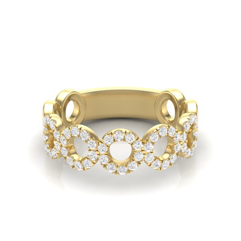 14k Gold Circle Shape Diamond Stackable Ring Ring ABB-154-D  - Abtin & Co.