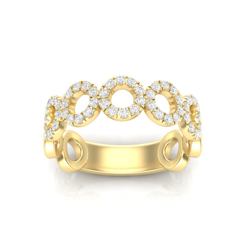 14k Gold Circle Shape Diamond Stackable Ring Ring ABB-154-D  - Abtin & Co.