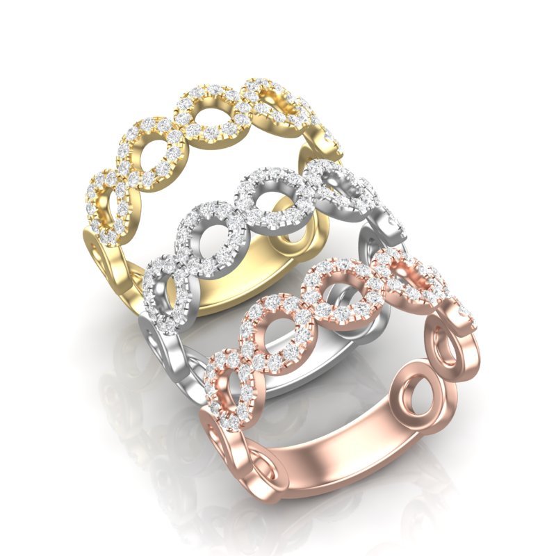 14k Gold Circle Shape Diamond Stackable Ring Ring ABB-154-D  - Abtin & Co.