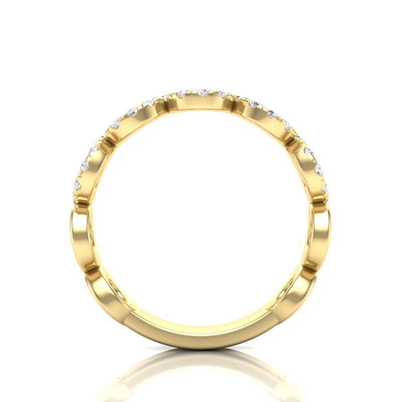 14k Gold Circle Shape Diamond Stackable Ring Ring ABB-154-D  - Abtin & Co.