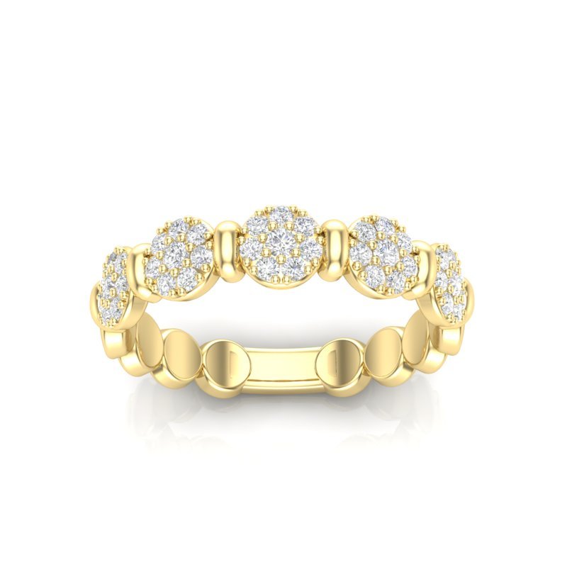 14k Gold Cluster Circular Mount Diamond Stackable Ring Wedding Band Ring ABB-191-D  - Abtin & Co.