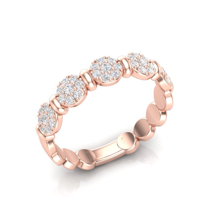 14k Gold Cluster Circular Mount Diamond Stackable Ring Wedding Band Ring ABB-191-D  - Abtin & Co.