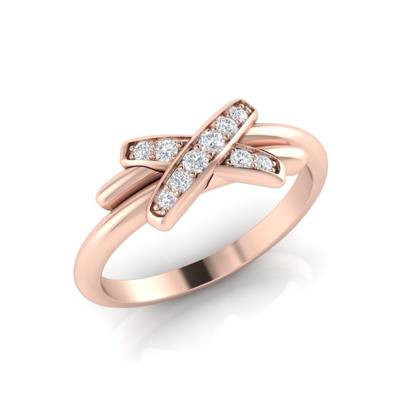 14k Gold Crossover Diamond Ring Ring ABB-221-D  - Abtin & Co.