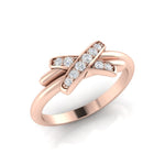 14k Gold Crossover Diamond Ring Ring ABB-221-D  - Abtin & Co.