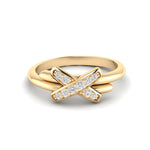 14k Gold Crossover Diamond Ring Ring ABB-221-D  - Abtin & Co.