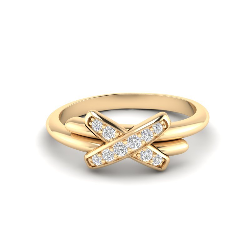 14k Gold Crossover Diamond Ring Ring ABB-221-D  - Abtin & Co.