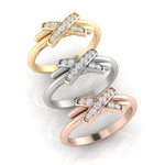 14k Gold Crossover Diamond Ring Ring ABB-221-D  - Abtin & Co.
