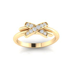 14k Gold Crossover Diamond Ring Ring ABB-221-D  - Abtin & Co.