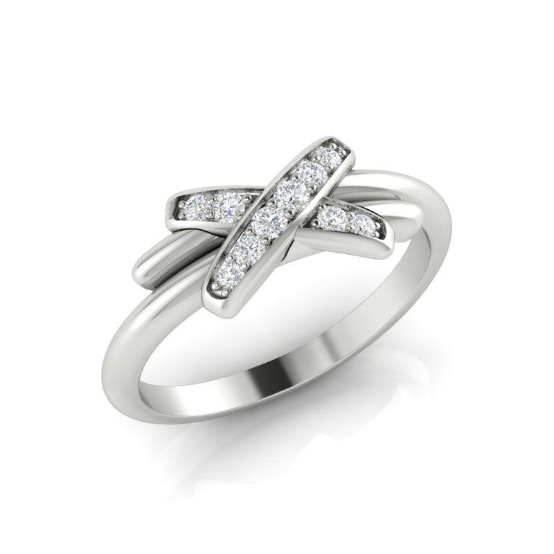 14k Gold Crossover Diamond Ring Ring ABB-221-D  - Abtin & Co.