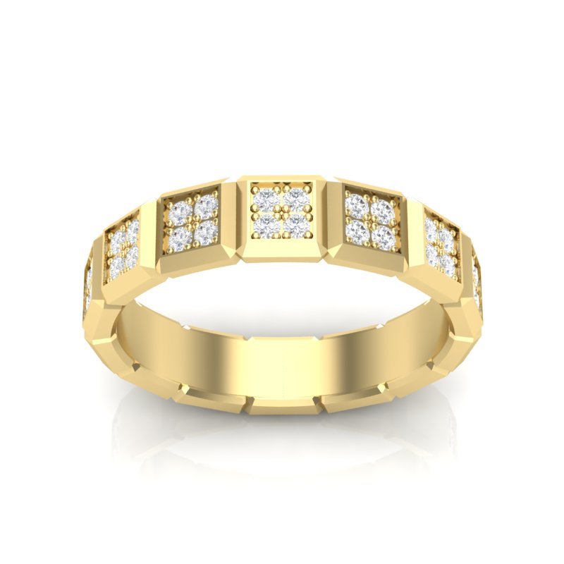 14k Gold Cube Diamond Band Ring Ring ABB-108-D  - Abtin & Co.